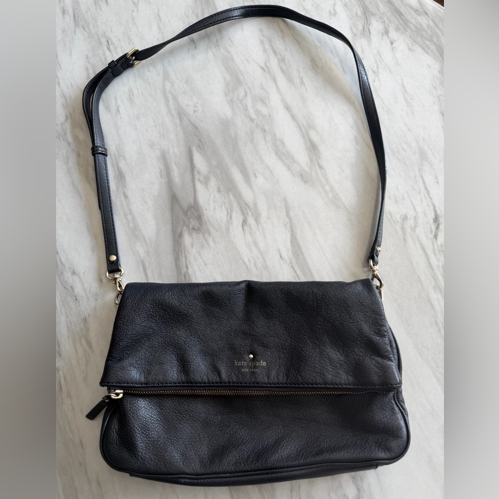 Kate Spade Black Pebble Leather Cobble Hill Marsala Leather Crossbody Bag EUC